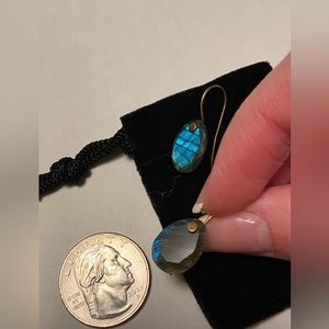 Dark Green Stone Earrings with Blue Sheen